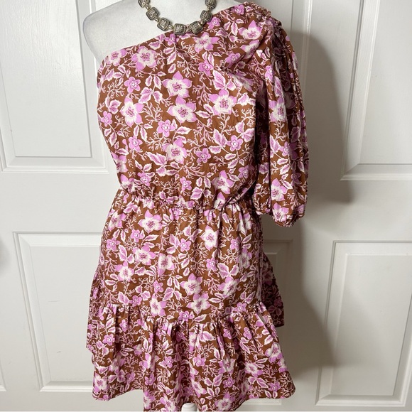 Jason Wu Floral Print One Shoulder A-Line Mini Dress w/o Belt (Size XS) - Picture 2 of 9